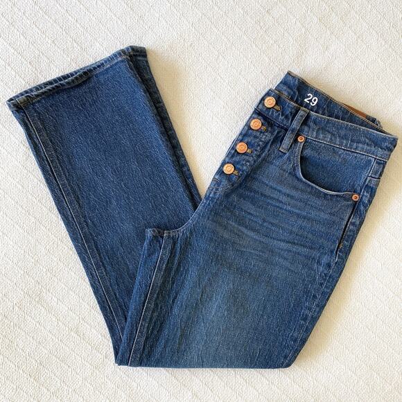 J.Crew 10" Billie Demi Boot Crop Jeans Button Fly Blue Denim Size 29 - Picture 1 of 9